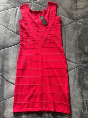 Kardashian Kollection Red Bandage Sheath Dress